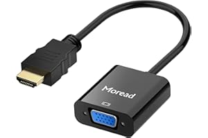 Moread HDMI to VGA, Gold-Plated HDMI to VGA Adapter (Male to Female) for Computer, Desktop, Laptop, PC, Monitor, Projector, H