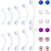 Goerhsjie 14G Plastic Pregnancy Maternity Belly Button Navel Rings Retainer Bioflex Plastic Silicone Flexible 10mm 12mm 14mm 16mm 25mm Long Bar
