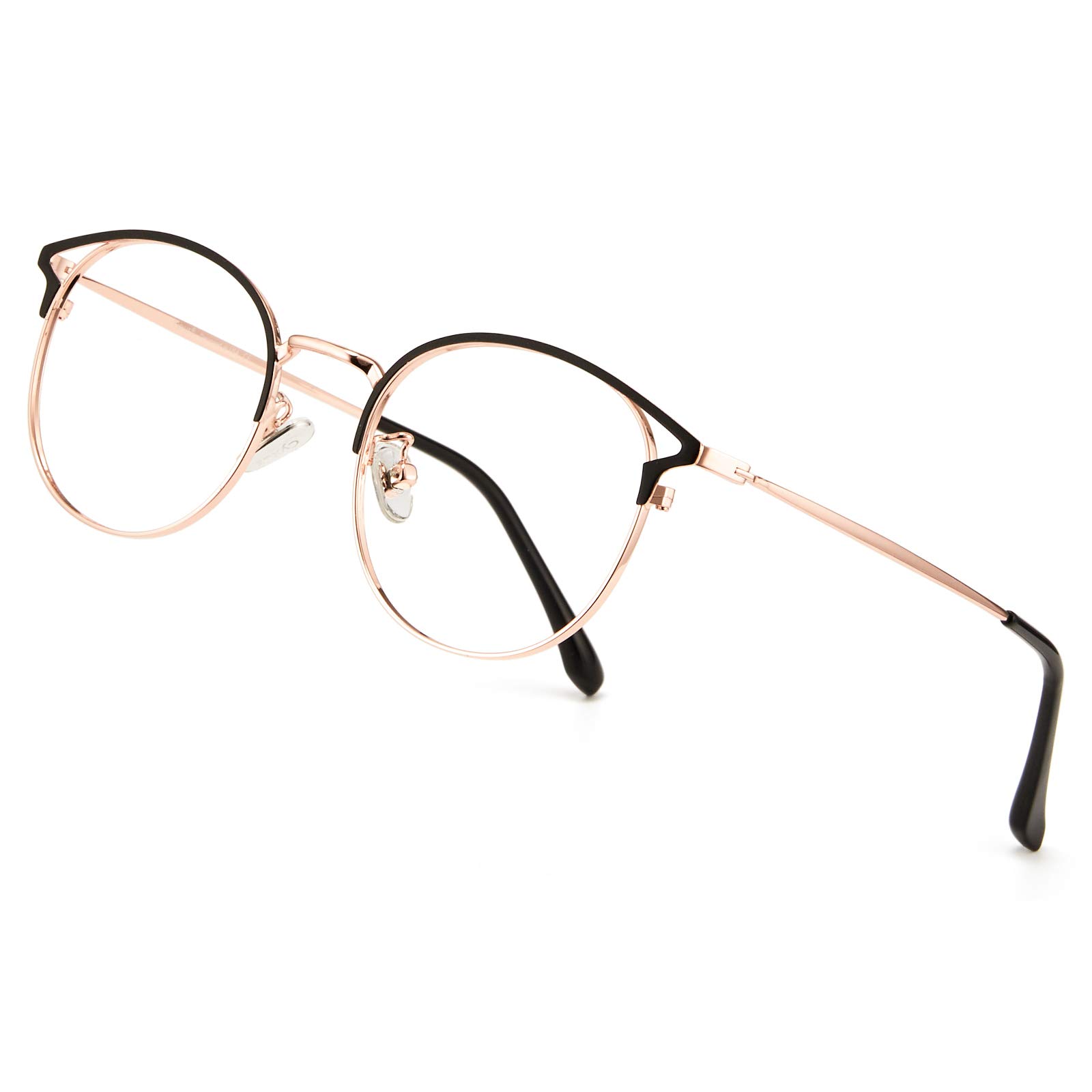 Cyxus Cat Eye Blue Light Glasses Anti Eyestrain Computer Eyeglasses Clear Lens Retro Eyewear for Men and Women 8092T66(Rose Gold Frame Clear Lens)