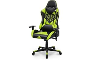 Magshion Rolling Gaming Chair 90°-135° Reclining High-Back Green Gaming Chair with Detachable Lumbar Support and Adjustable Armrest, 360 Degree Swivel PC Gamer Chair for Adult 250 LBS Capacity