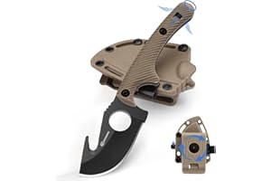 SPITZKANTE Small Hunting Knife HO-YN, Compact Fixed Blade Knife with Gut Hook, Rotating Clip & Whistle for Fishing & Outdoor 