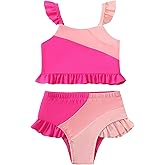 Mioglrie Toddler Baby Swimsuit Girl Summer 2 Piece Girl Bathing Suit 2T-6T Girls Tankini Color Block Bikini Swimwear