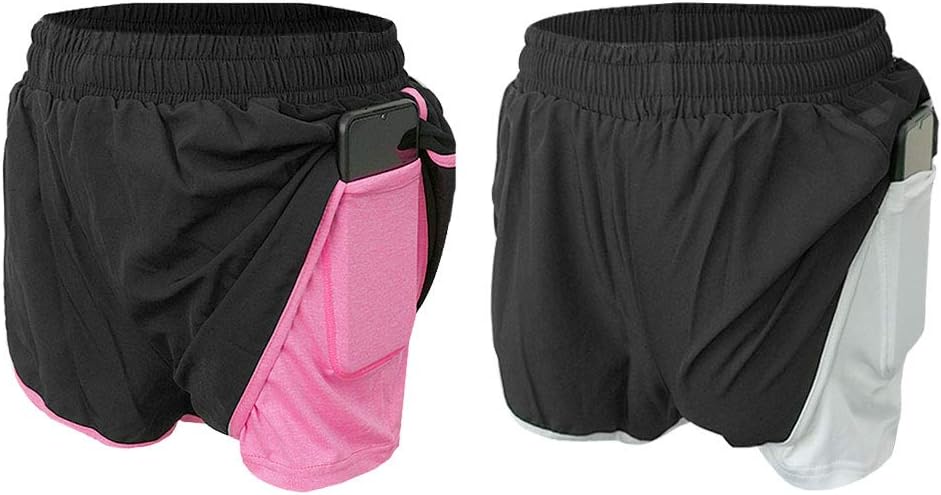 Cocobla Women 2-in-1 Running Sports Shorts Workout Yoga Jogging Short with Pockets