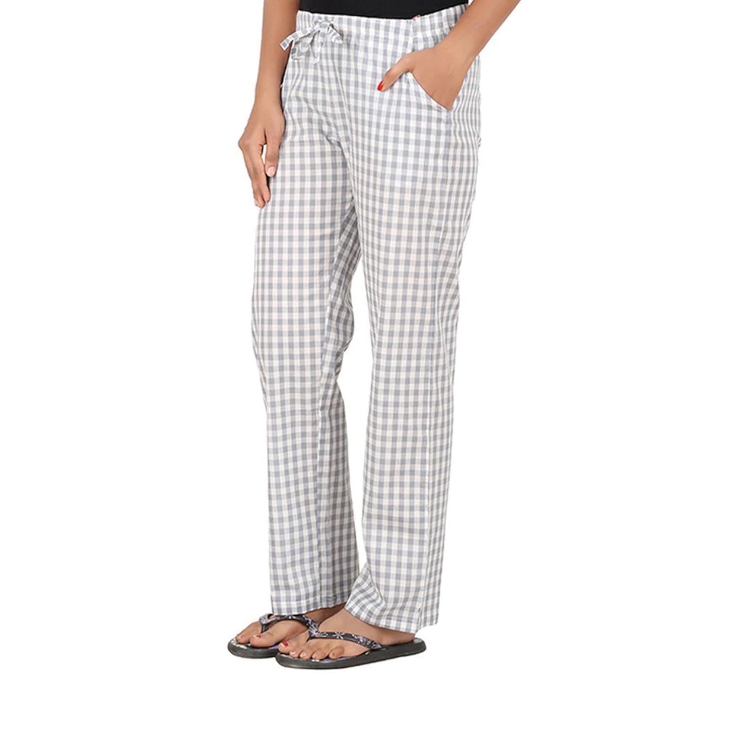 antshrike women cotton woven pyjama nightwear pant -grey