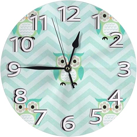 Amazon Co Jp 掛け時計 壁掛け時計 漫画フクロウパターン かけ時計 おしゃれ 耐久性 静音 音無し シンプル デザイン 連続秒針 電池式 直径25cm 寝室 部屋装飾 オフィス 丸形 時計 ホーム キッチン