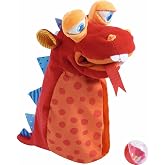 HABA Glove Puppet Eat it Up Dragon - Hand Puppet that Eats Small Objects, Perfect Toddler Toys for Ages 18 Months+, Sensory Hand Puppets, Preschool Toys