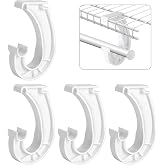 4 Pcs Hanging Closet Rod Support, 3/4 Closet Shelf Rods Holder | Sturdy J-Shaped Closet Brackets, Support Rod Bracket for Hanging Clothes Cabinets Storage and Curtain