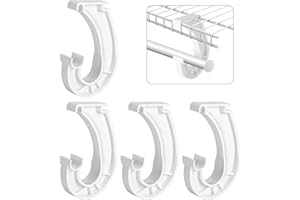 moonoom 4Pcs Hanging Closet Rod Support,3/4 Closet Shelf Rod Holder,Sturdy J-Shaped Closet Brackets for Hanging Clothes,Cabinets Storage and Curtain