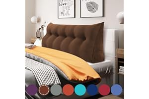 WOWMAX Wedge Pillow Headboard Queen Triangular Headboard Pillow Queen Bed Wedge Pillow for Headboard Bolster Pillow for Bed Daybed Pillows with Removable Cover, Corduroy (100% Cotton), Coffee
