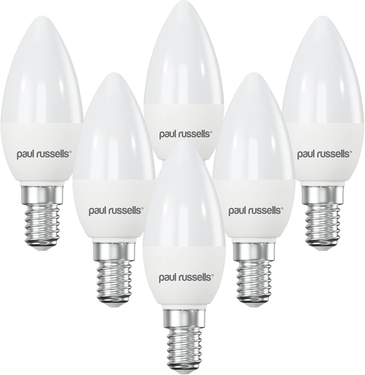paul russells E14 Small Edison Screw LED Light -25 watts Equivalent Bulbs, 2.5w 250LM Lumens, 4000K C35 SES Candle - Energy Saving Chandelier Non-Dimmable Lightbulbs, Natural Cool White, 6 Pack