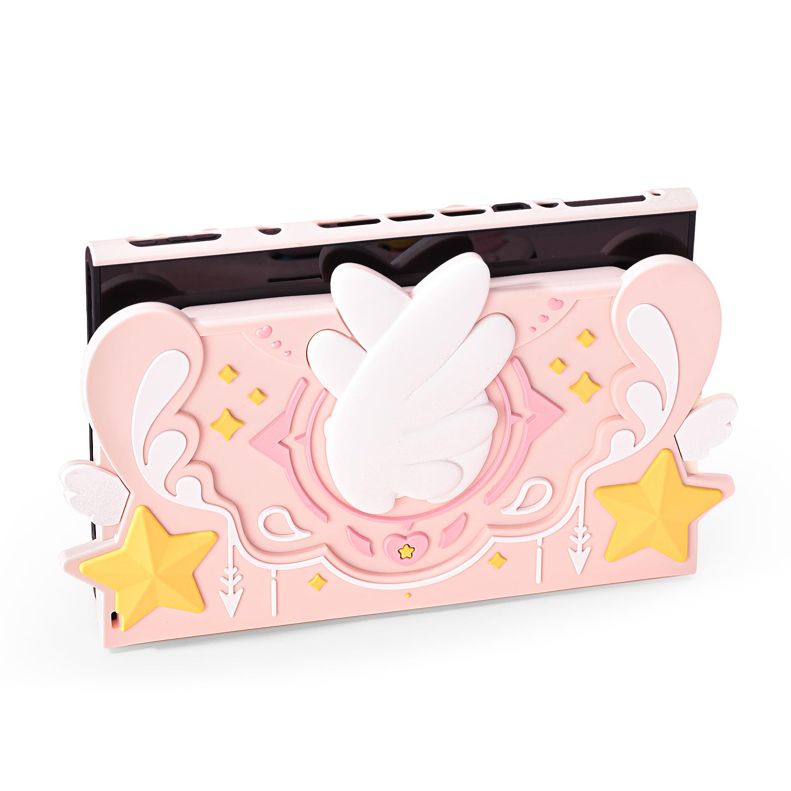 GeekShare Soft Silicone Faceplate Cover Compatible with Nintendo Switch 2 Charging Dock , Star Wings Series Soft Faceplate Protector - Anti-Scratch Dock Cover with Precise Cutouts (Pink)