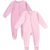Jimonda Baby Sleeper Rompers,Unisex Boys Girls Zip-Front Pajamas One-Piece Footless Outfit 0-24 Months (Pack of 2