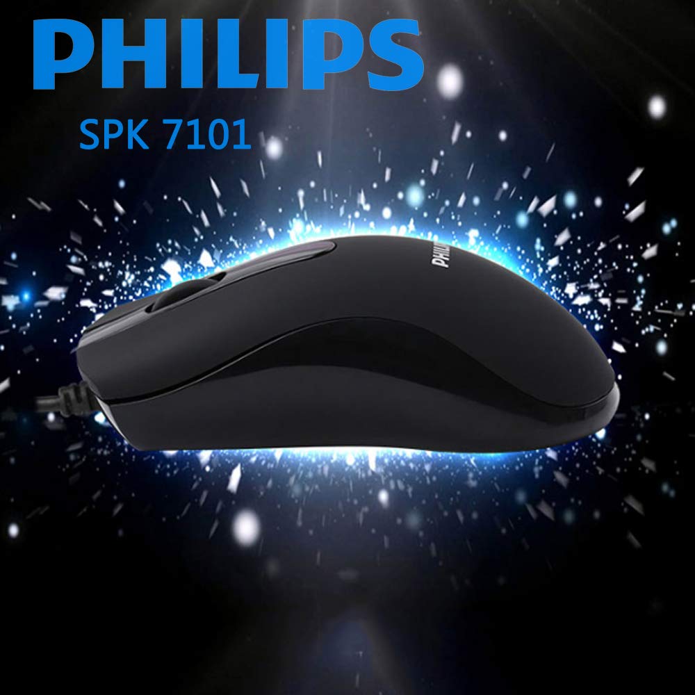 Philips USB Wired Mouse, Portable Optical Mice Silent Click Noiseless laptop Mice 1000 DPI for PC Laptop Notebook Mac - Black