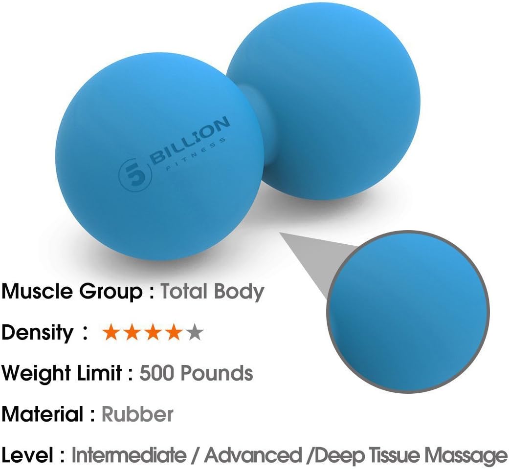 5BILLION Peanut Massage Ball - Double Lacrosse Massage Ball & Mobility Ball for Physical Therapy - Deep Tissue Massage Tool for Myofascial Release, Muscle Relaxer, Acupoint Massage (Blue): Sports & Outdoors