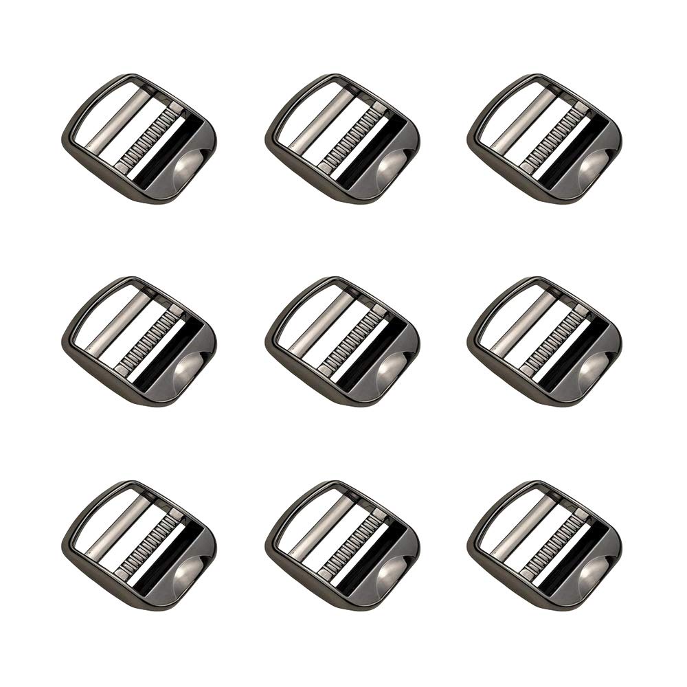 Nifocc 10 Pcs Metal Ladder Lock Buckle Slider Adjustable Webbing Strap Release Buckles Adjustable Zinc Alloy Buckle for Backpack Strap Accessories 1 inch 25mm Gunmetal