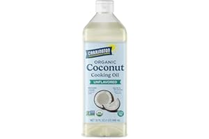 Carrington Farms Organic Liquid Coconut Cooking Oil, 32 Fl Oz –Unflavored, Unscented, High Smoke Point, MCT-Rich, No Trans Fat – For Cooking, Sautéing, Frying & Baking – Gluten Free, Non-GMO, Hexane Free, BPA Free Bottle