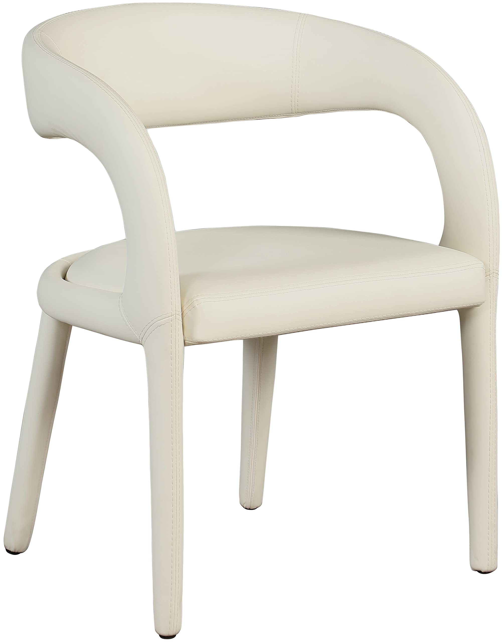Photo 1 of Meridian Furniture 987Cream-C Sylvester Collection Modern | Contemporary Vegan Leather Upholstered Dining Chair with Rounded Back, 23.5" W x 22" D x 31" H, Cream