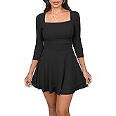 INR Women's High Elasticity Mini Dress Square Sexy Dresses Corset Waist with Ruffle Hem Skirts