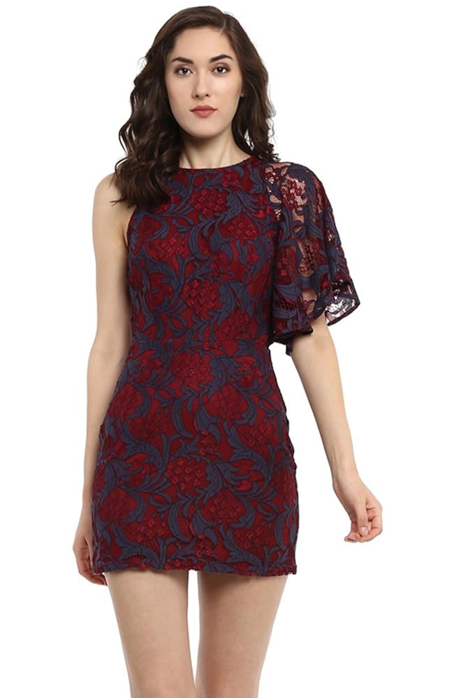 Buy Kazo Synthetic ALine Casual Dress (116253OXBLDL_Maroon_L) at Amazon.in