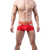 Evankin Men Sexy Boxer Briefs Hollow Out Underwear Ice Silk Trunks Breathable Lingerie Boxers with Bulge Pouch