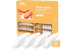 Shoe Slots Organizer 20 Pack, Adjustable Shoe Storage Organizer Shoe Stand Space Saver, Double Deck Closet Shoe Rack Holder f