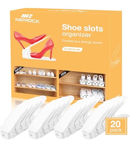 KEENSO Étagère à chaussures double couche en plastique avec charnières