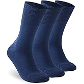 Facool Diabetic Socks for Men Women, Merino Wool Non-Binding Top Crew Socks with Cushion Sole, Seamless Toe 3 Pairs