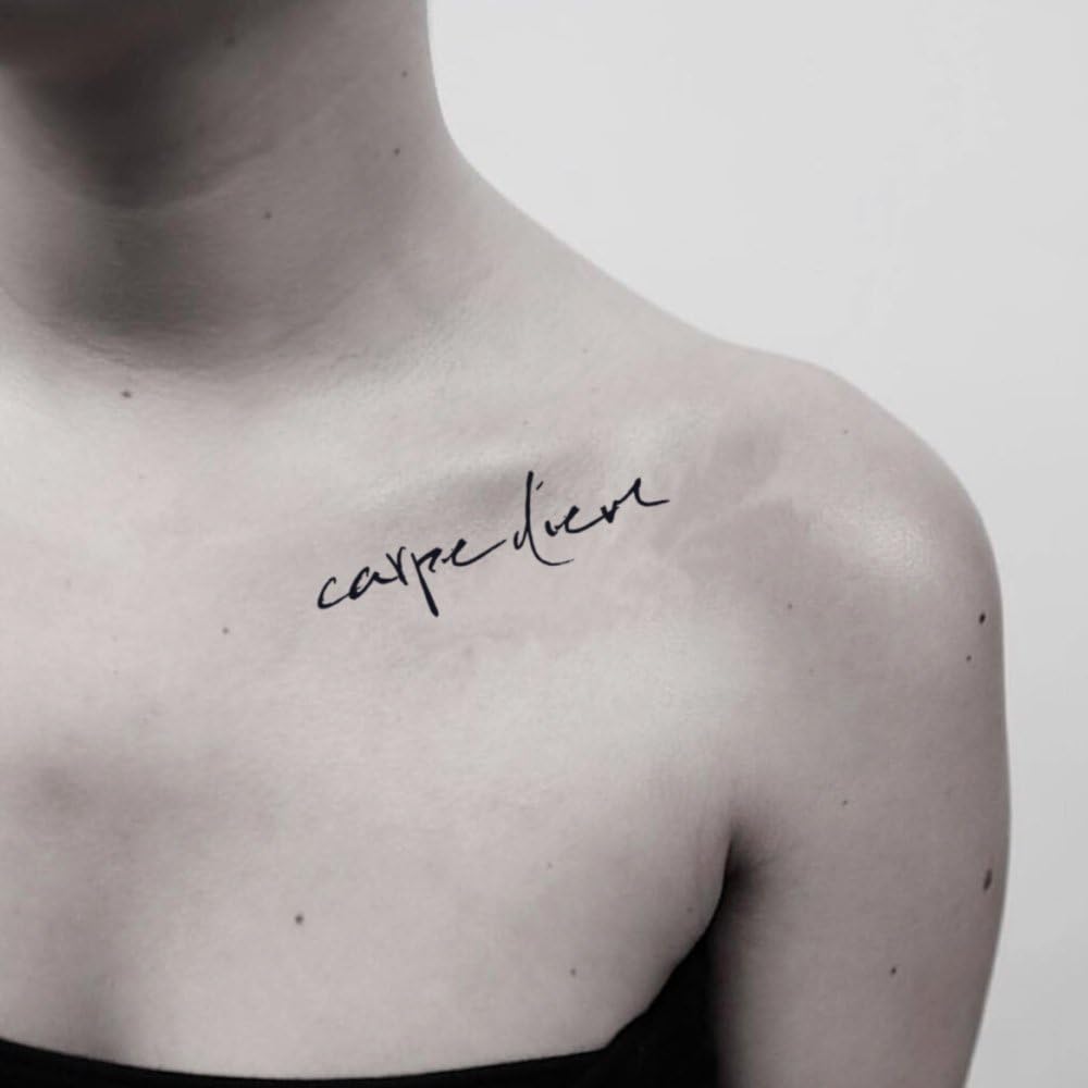 Carpe Diem Temporary Fake Tattoo Sticker (Set of 2) - www.ohmytat.com