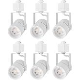 mirrea Bulb Replaceable LED Track Lighting Heads for White H Type Rail Cylinder Ceiling Spotlight with 6W GU10 Bulb, 90 CRI, 3000K/4000K/5000K Selectable, 38&deg; Beam Angle Pack of 6