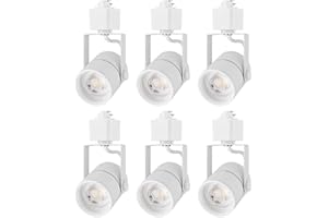 mirrea Bulb Replaceable LED Track Lighting Heads for White H Type Rail Cylinder Ceiling Spotlight with 8W GU10 Bulb 90 CRI 3000K Warm White 38° Beam Angle Pack of 6