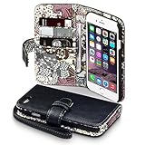 iPhone 6S Case, iPhone 6 Case, Terrapin [Floral Interior] Premium PU Leather Wallet Case with Card Slots, Cash Compartment and Detachable Wrist Strap (Black with Lily Floral Textile Interior)