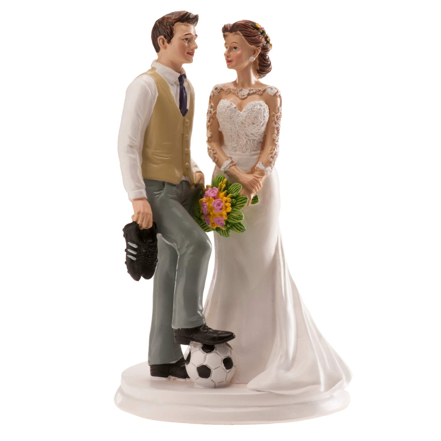 dekora 305010 Brautpaar Football Bride and Groom Figurine for Wedding Cake 18 cm, Cartoon, Multicoloured