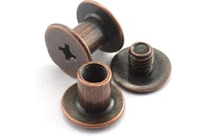 LQ Industrial 120sets Chicago Screw Cross Head Phillips Drive Binding Screws Rivet Book Binding DIY Leather Craft Assembly Bolt 5x6mm Red Bronze