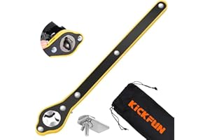 KickFun Auto Labor-Saving Jack Ratchet Wrench for Car Scissor Jack, 360°Swivel Tire Wheel Jack Lift Speed Handle Repaire Tool for Car/Vans/Travel/SUVs,Cross Head with Conver
