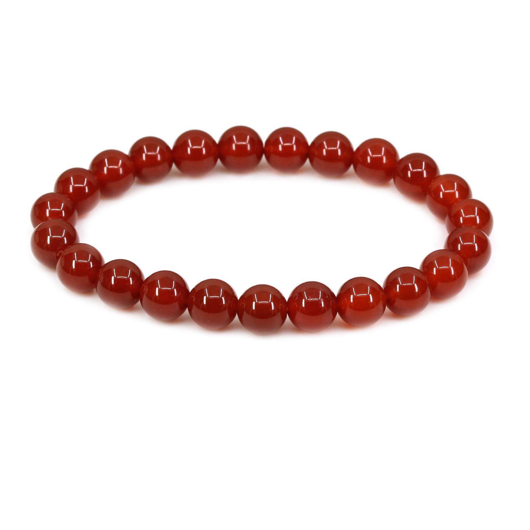 CHENYUE Dyed Red Agate Gemstone 8mm Round Beads Stretch Bracelet 7" Unisex — image 1
