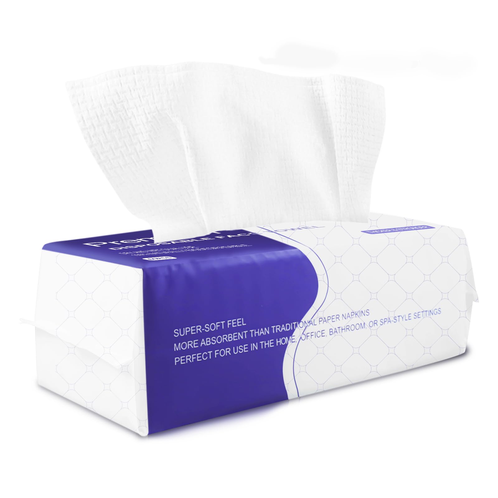 Disposable Face Towel 60 Count Cotton Tissue Dry Face Wipes Face Cloths for Women, Ultra Soft CleanTowels for Washing Face, Makeup Removing 20x20cm (EF Pattern)