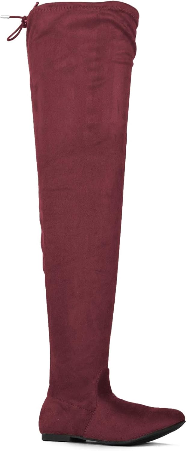 RF ROOM OF FASHION Women Fashion Comfy Vegan Suede Side Zipper Over The Knee Boots