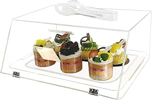 Cityjoy Stackable Bakery Display Case Acrylic Pastry Counter Top Display Box Organizer Storage Container for Bagels, Bread 14.96" x 6.50" x 12.01" Slanted Door with 2 stainless steel hinges