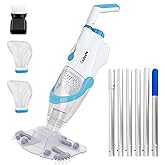 CZYBYTE Handheld Pool Vacuum Cleaner, 89 inchs Extension Pole,White | Rechargeable Pool Bottom Cleaner with Strong Suction, 1 H Runtime,for Above Ground/Inground Pools, Spas and Hot Tubs