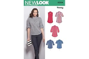 New Look Sewing Pattern UN6394A Autumn Collection Misses' Button Front Tops Sewing Patterns, A (8-10-12-14-16-18)