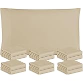 FreshCulture Beige Pillowcases Queen Size 12 Pack - Bulk Pillowcase Set - Envelope Closure - Soft Brushed Microfiber Fabric - 20x30 Inches Pillow Case Set of 12 for Home, Hotels, Schools