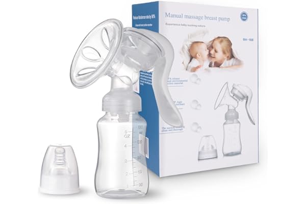 Elfzone Manual Breast Pump, Adjustable Suction Silicone Hand Pump Breastfeeding, Small Portable Manual Breast Milk Catcher Ba