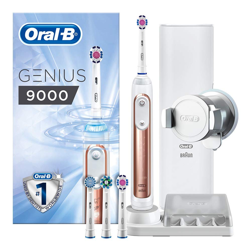 Oral B Genius 9000 3d White Electric Toothbrush Powered By Braun 1 Rose Gold Connected Handle 6 Modes 4 Toothbrush Heads Usb Travel Case With 2 Pin Uk Plug Gift For Men Women Buy