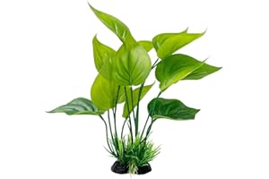 Smoothedo-Pets Aquarium Plants Fish Tank Decorations 6inch Plastic Artificial Plant Goldfish Waterscape Fish Hides (Rainforest Leaf-Medium)