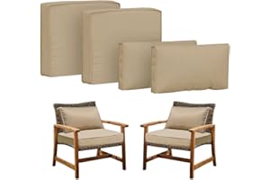 Frxeyaliz Covers for 4Pcs Patio Cushion 24.8X24.8x3.5inch Outdoor Furniture Cushion Slipcovers Replacement with Zipper Seat and Backrest Cover for Garden and Backyard (Coffee, 25.6x25.6x4inch(4Pack))