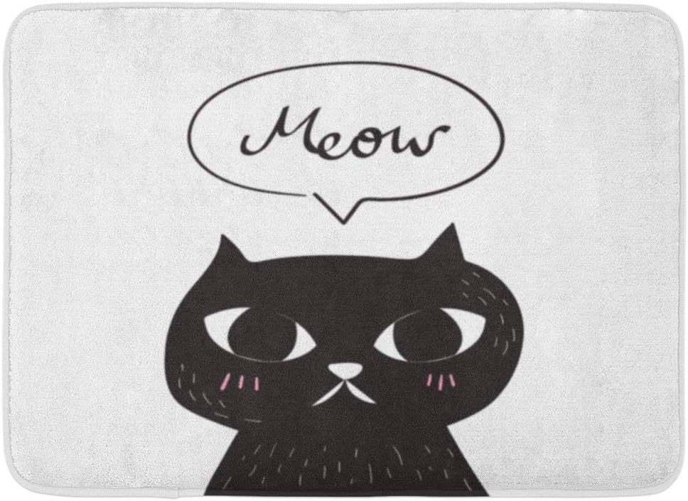 Aolismini Doormats Bath Rugs Outdoor Indoor Door Mat Adorable Of Cute Animal Black Cat Meow Can Be Animalvector Baby Blackcat Bathroom Decor Rug Bath Mat Amazon Co Uk Kitchen Home