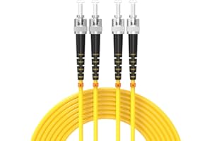 Buacoz 7.5Meters 25ft ST/UPC-ST/UPC Single-Mode Fiber Optic Cable ST to ST OS2 Jumper Optical Patch Cord Duplex 9/125um Yello