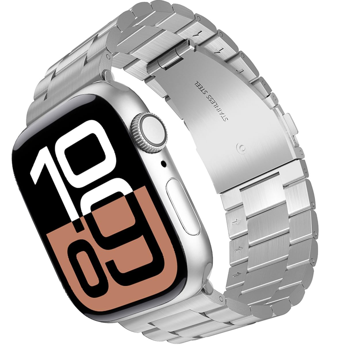 ARTCHE Compatible with Apple Watch Straps Series 11/10 42mm Series 9/8/7 41mm Series SE3/SE2/SE/6/5/4 40mm Series 3/2/1 38mm, Metal Watch Strap for Apple Watch Stainless Steel Replacement Band, Silver