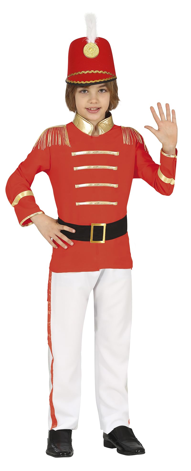 FIESTAS GUIRCA Drum Major Boys Fancy Dress Costume - Red, White and Gold Baton Twirler for Children 7-9 Years