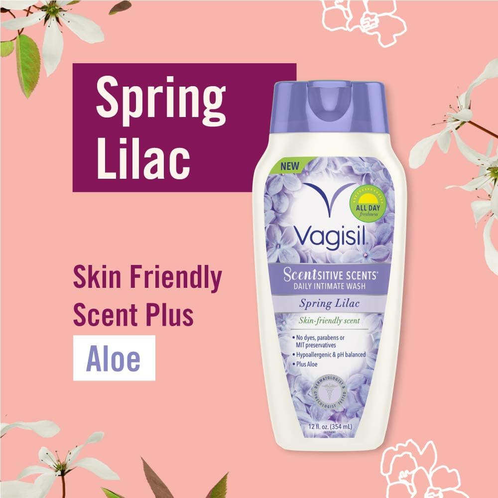 Vagisil Scentsitive Scents Daily Intimate Feminine Wash for Women, Gynecologist Tested, Spring Lilac, 12 Fluid Ounce: Health & Personal Care